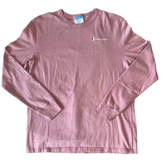 Champion Vintage Pink Long Sleeve Shirt Top Women's Medium 90's Y2K Athletic - Picture 1 of 8